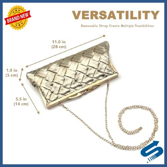 Luxury Checkered Evening Clutch with Detachable Chain Strap